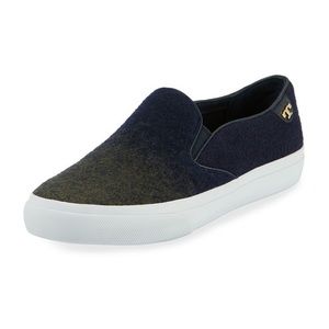 Tory Burch Women's Navy and Gold Slip-On Sneakers